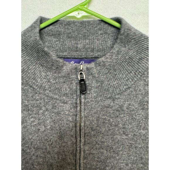 Alan Flusser Gray 100% Cashmere Full Zip Cardigan Sweater XXL Mens - Picture 3 of 8